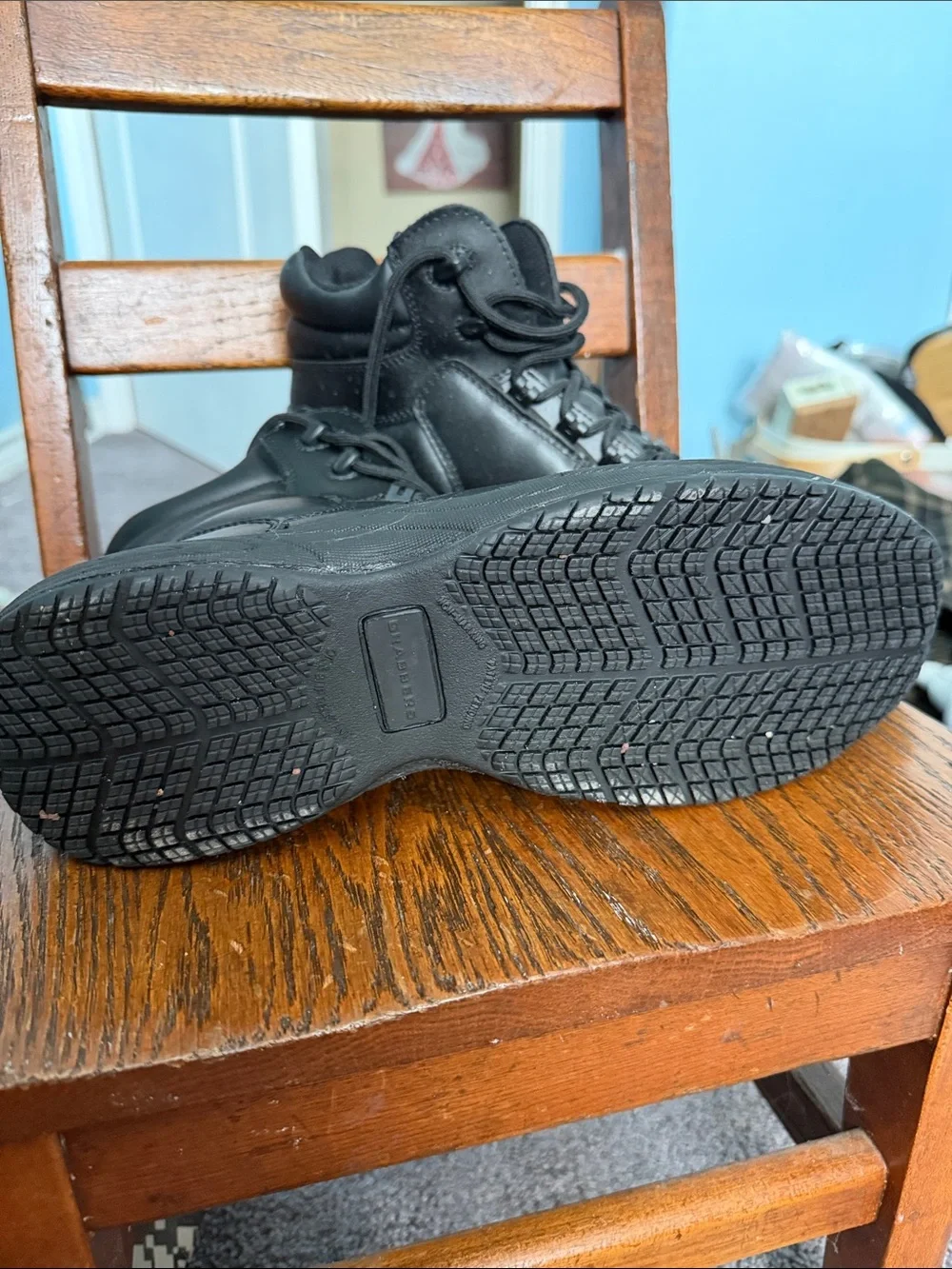 Men's Black Leather Work Boots - Lace-Up Comfort